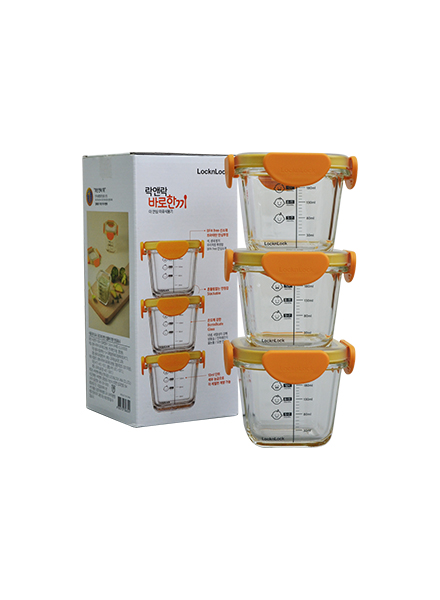 Lock & Lock - LLG510S3 - Baby Food Container 3P Set W/ Plastic Cap (260ml)