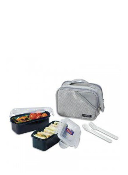 Lock & Lock - HPL762DG - Lunch Box Set (2P) with Spoon & Fork (Gray)
