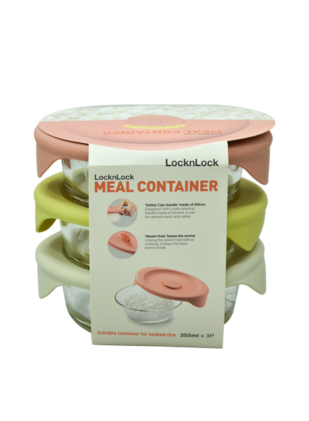 Lock & Lock - LLG503S3OF - Meal Container 3P - 355 ml (Pink - Ivy - Grn)