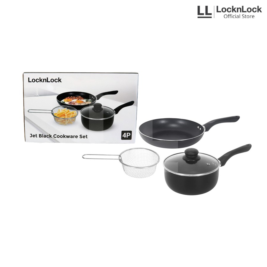 LocknLock Jet Black Cookware Set 4P - CAS1824S4
